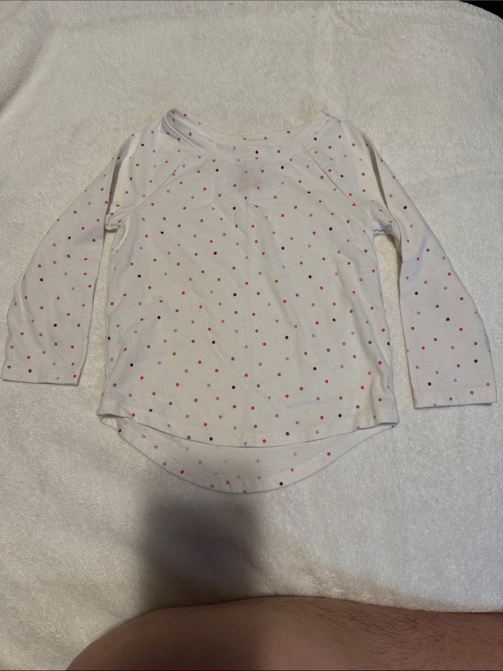 Cat & Jack White Long-Sleeve Tee with Multicolor Polka Dots